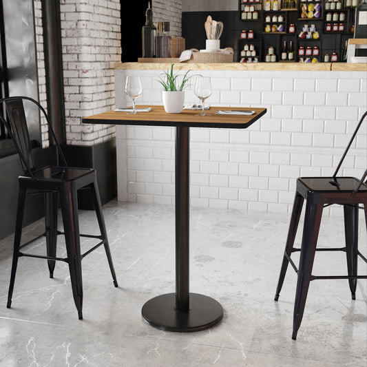 Stiles 30'' Square Walnut Laminate Table Top with 18'' Round Bar Height Table Base Walnut