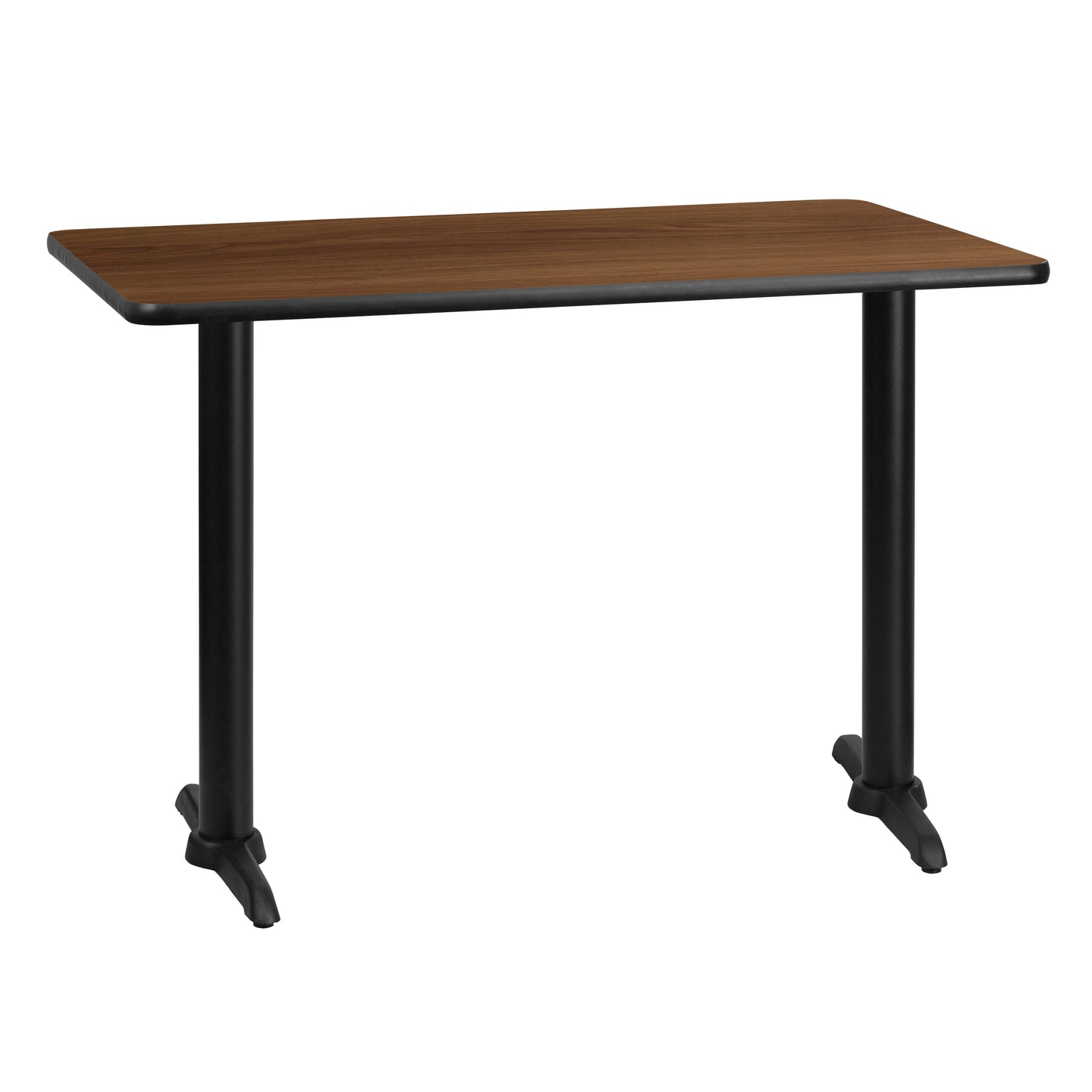 Graniss 30'' x 42'' Rectangular Walnut Laminate Table Top with 5'' x 22'' Table Height Bases Walnut