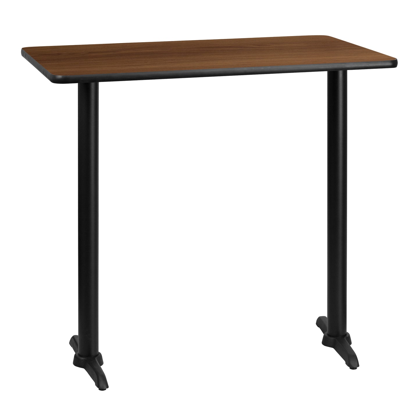 Stiles 30'' x 42'' Rectangular Walnut Laminate Table Top with 5'' x 22'' Bar Height Table Bases Walnut