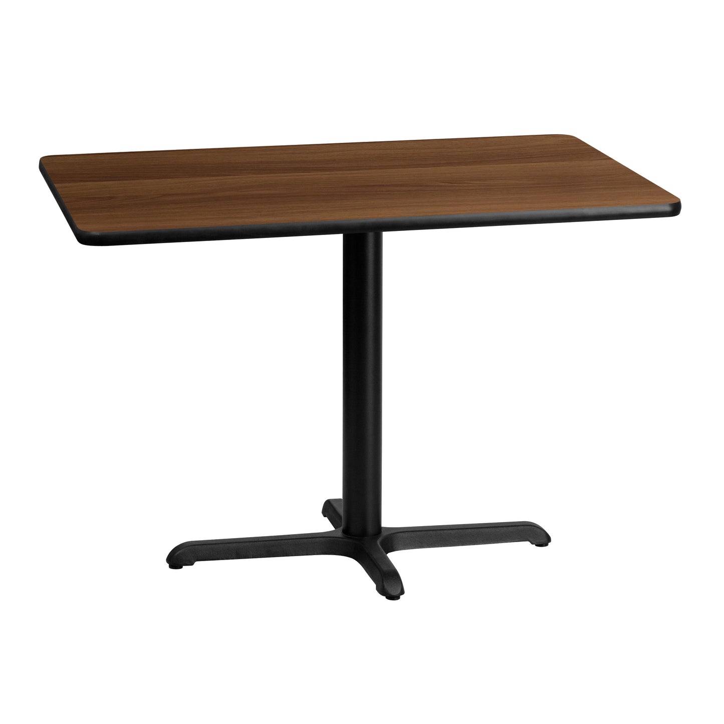 Graniss 30'' x 42'' Rectangular Walnut Laminate Table Top with 23.5'' x 29.5'' Table Height Base Walnut