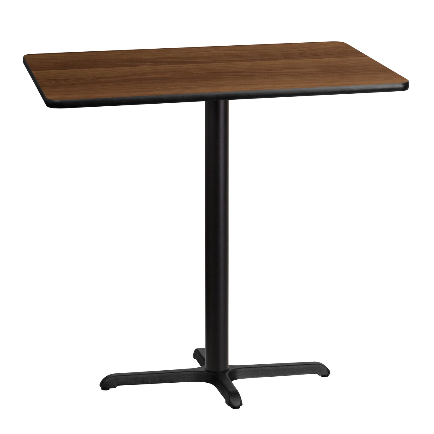 Stiles 30'' x 42'' Rectangular Walnut Laminate Table Top with 23.5'' x 29.5'' Bar Height Table Base Walnut