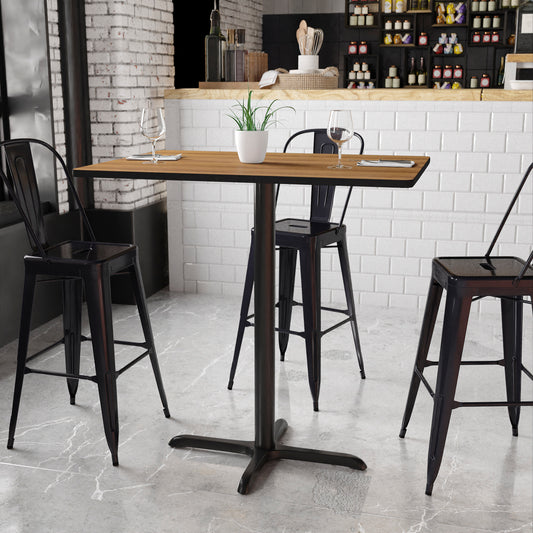 Stiles 30'' x 42'' Rectangular Walnut Laminate Table Top with 23.5'' x 29.5'' Bar Height Table Base Walnut