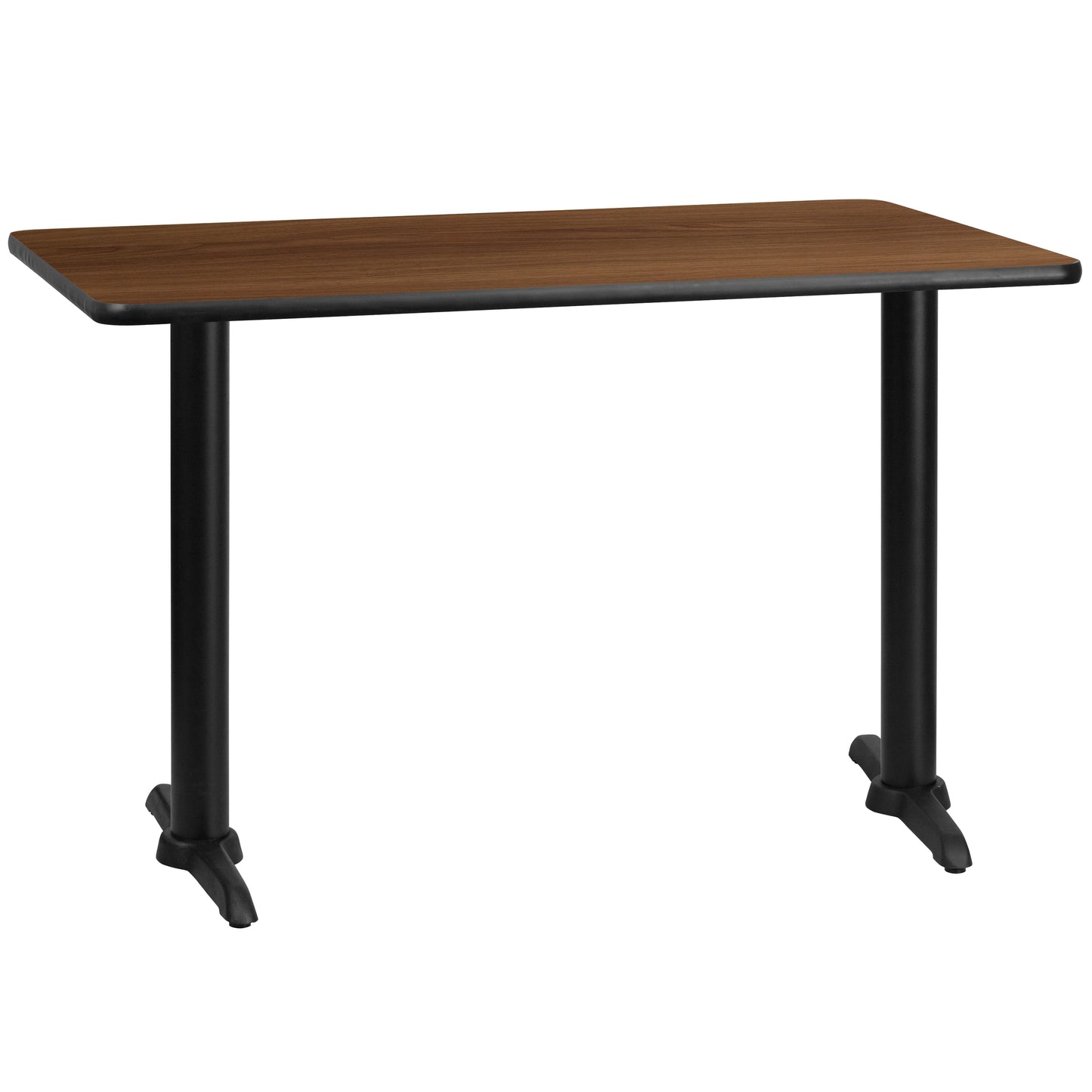 Graniss 30'' x 48'' Rectangular Walnut Laminate Table Top with 5'' x 22'' Table Height Bases Walnut