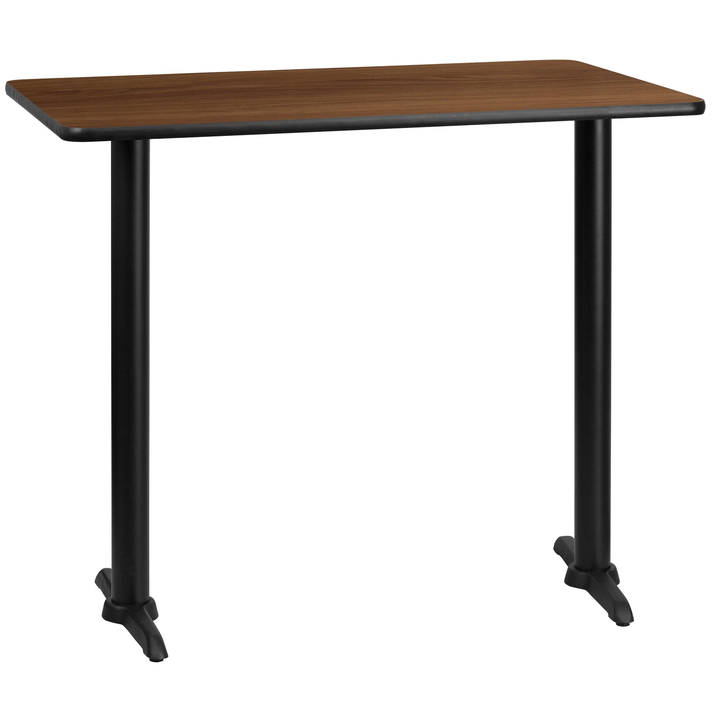 Stiles 30'' x 48'' Rectangular Walnut Laminate Table Top with 5'' x 22'' Bar Height Table Bases Walnut