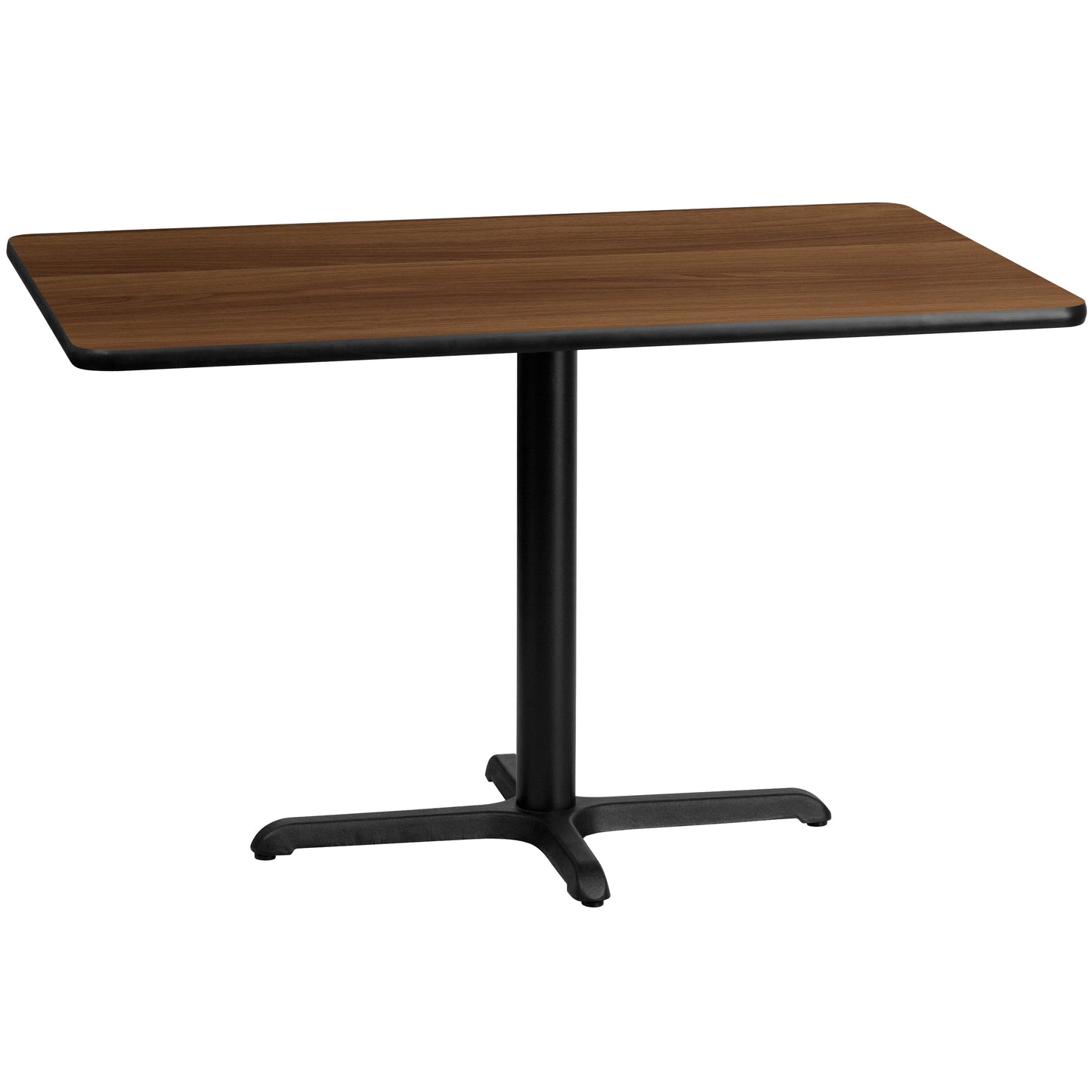 Graniss 30'' x 48'' Rectangular Walnut Laminate Table Top with 23.5'' x 29.5'' Table Height Base Walnut