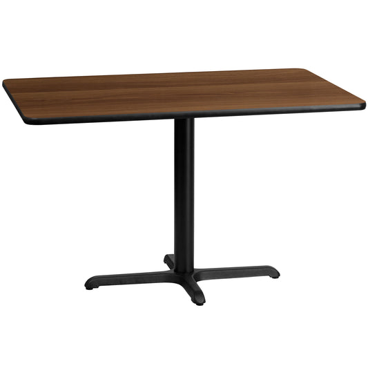 Graniss 30'' x 48'' Rectangular Walnut Laminate Table Top with 23.5'' x 29.5'' Table Height Base Walnut