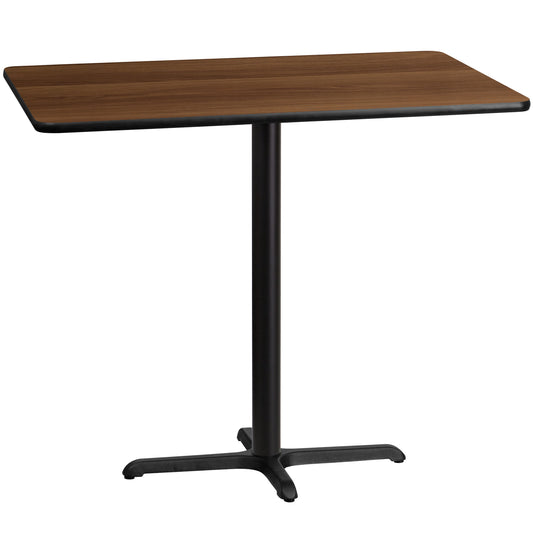 Stiles 30'' x 48'' Rectangular Walnut Laminate Table Top with 23.5'' x 29.5'' Bar Height Table Base Walnut
