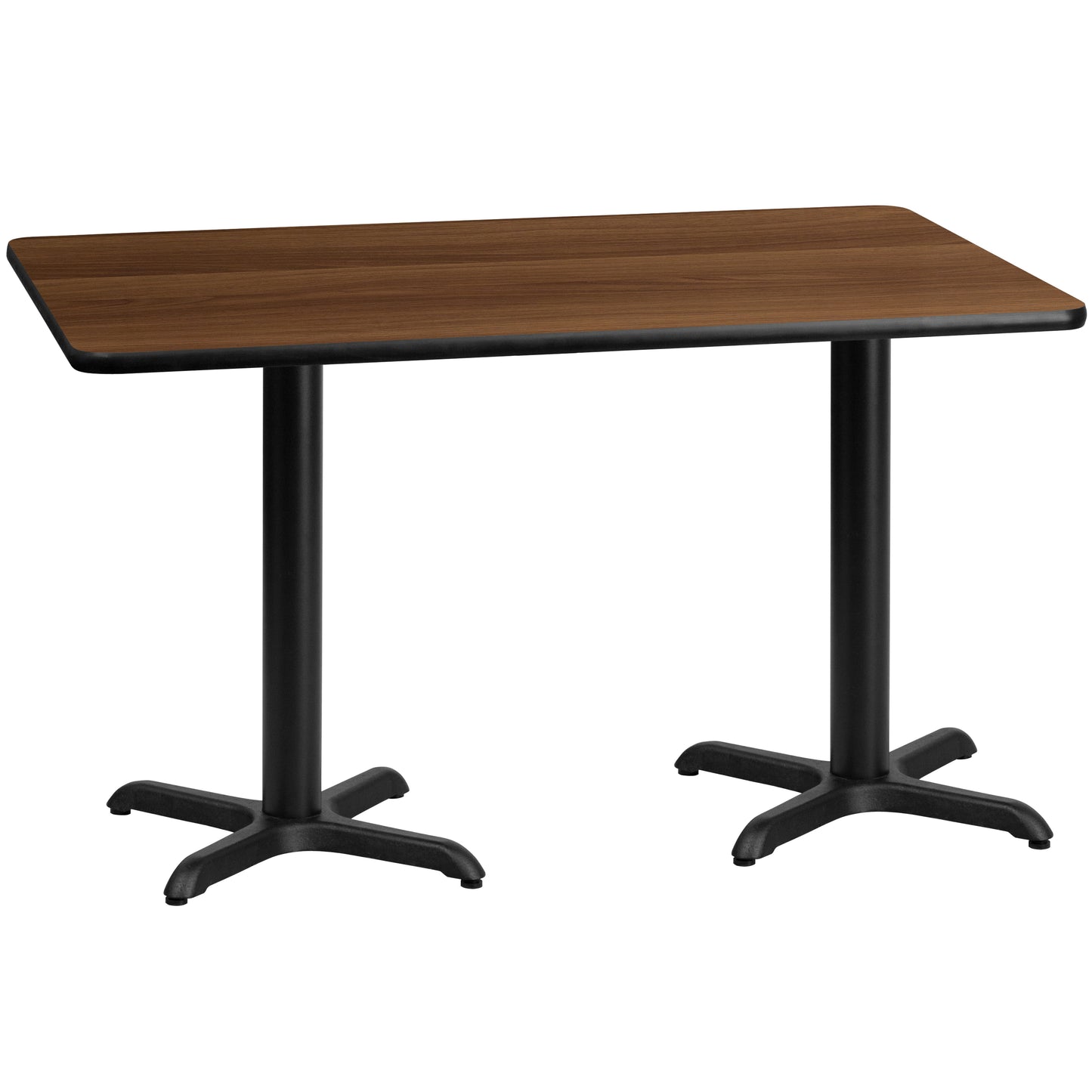 Graniss 30'' x 60'' Rectangular Walnut Laminate Table Top with 22'' x 22'' Table Height Bases Walnut