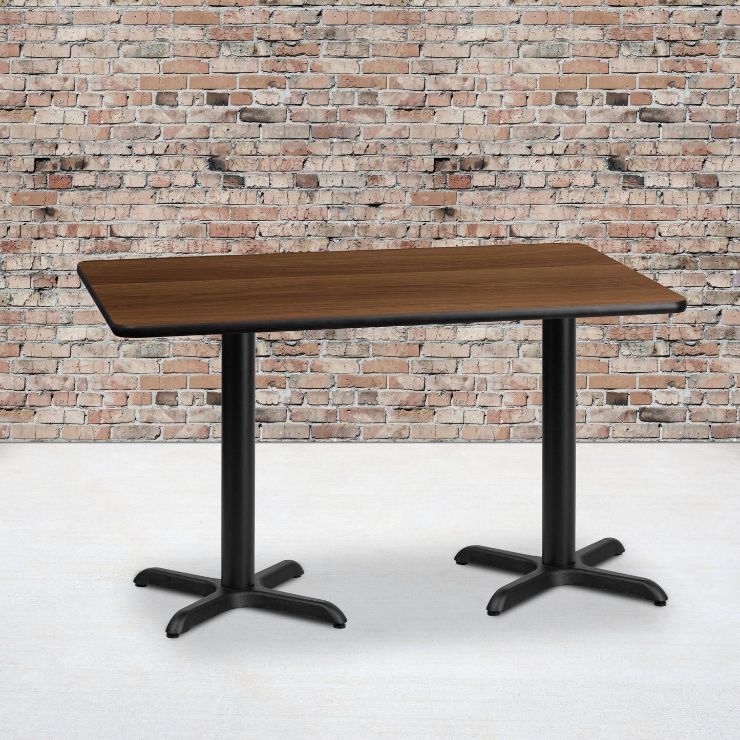 Graniss 30'' x 60'' Rectangular Walnut Laminate Table Top with 22'' x 22'' Table Height Bases Walnut