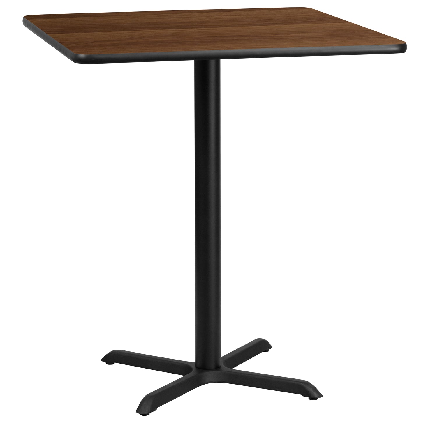 Stiles 36'' Square Walnut Laminate Table Top with 30'' x 30'' Bar Height Table Base Walnut
