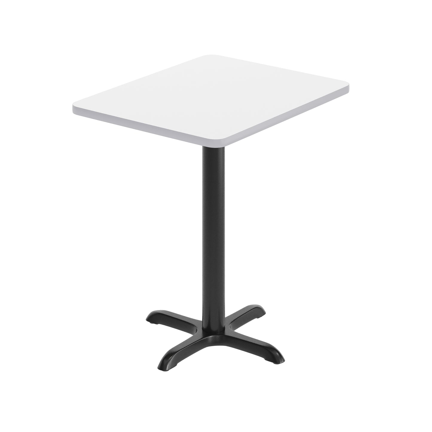 Graniss 24'' x 30'' White Rectangular Laminate Table Top with Black 22 x 22 "X" Style Table Height Base White