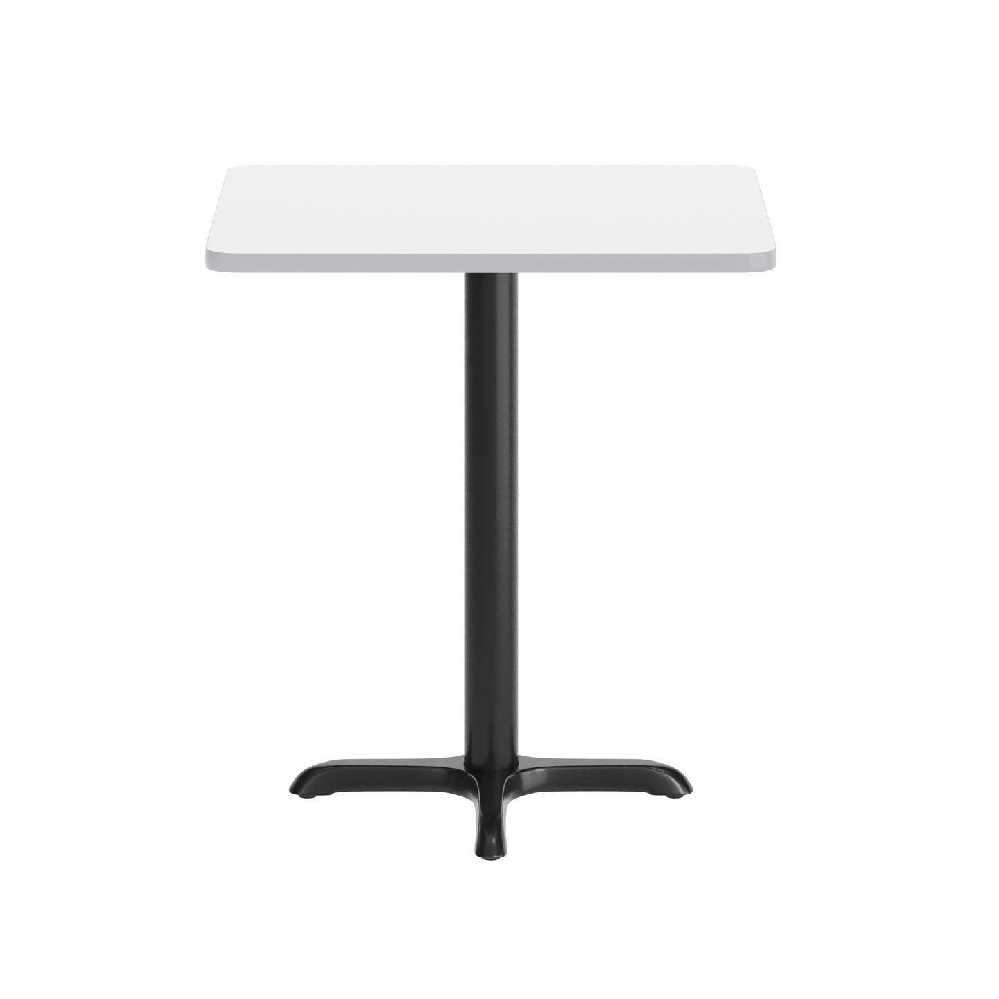 Graniss 24'' x 30'' White Rectangular Laminate Table Top with Black 22 x 22 "X" Style Table Height Base White