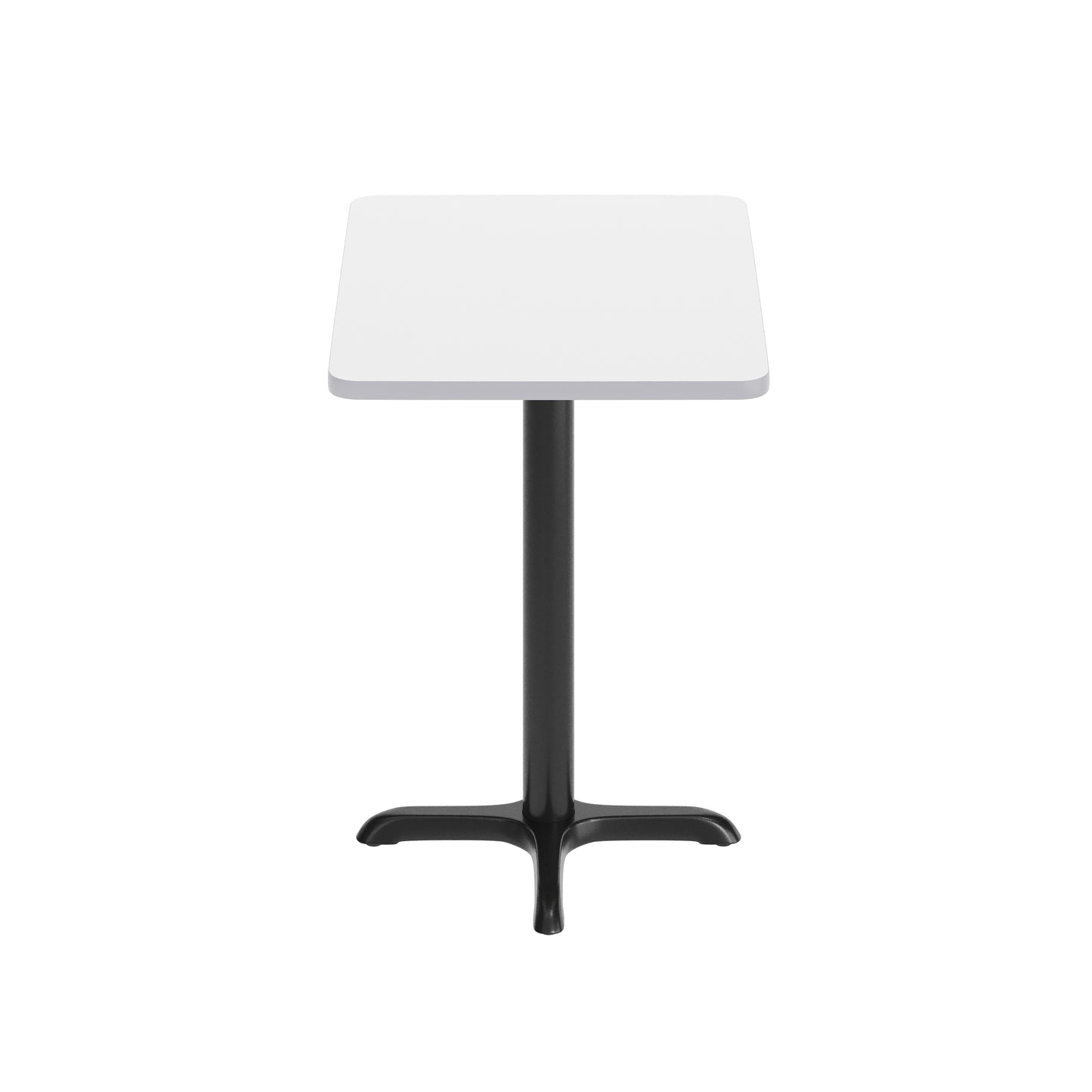 Graniss 24'' x 30'' White Rectangular Laminate Table Top with Black 22 x 22 "X" Style Table Height Base White