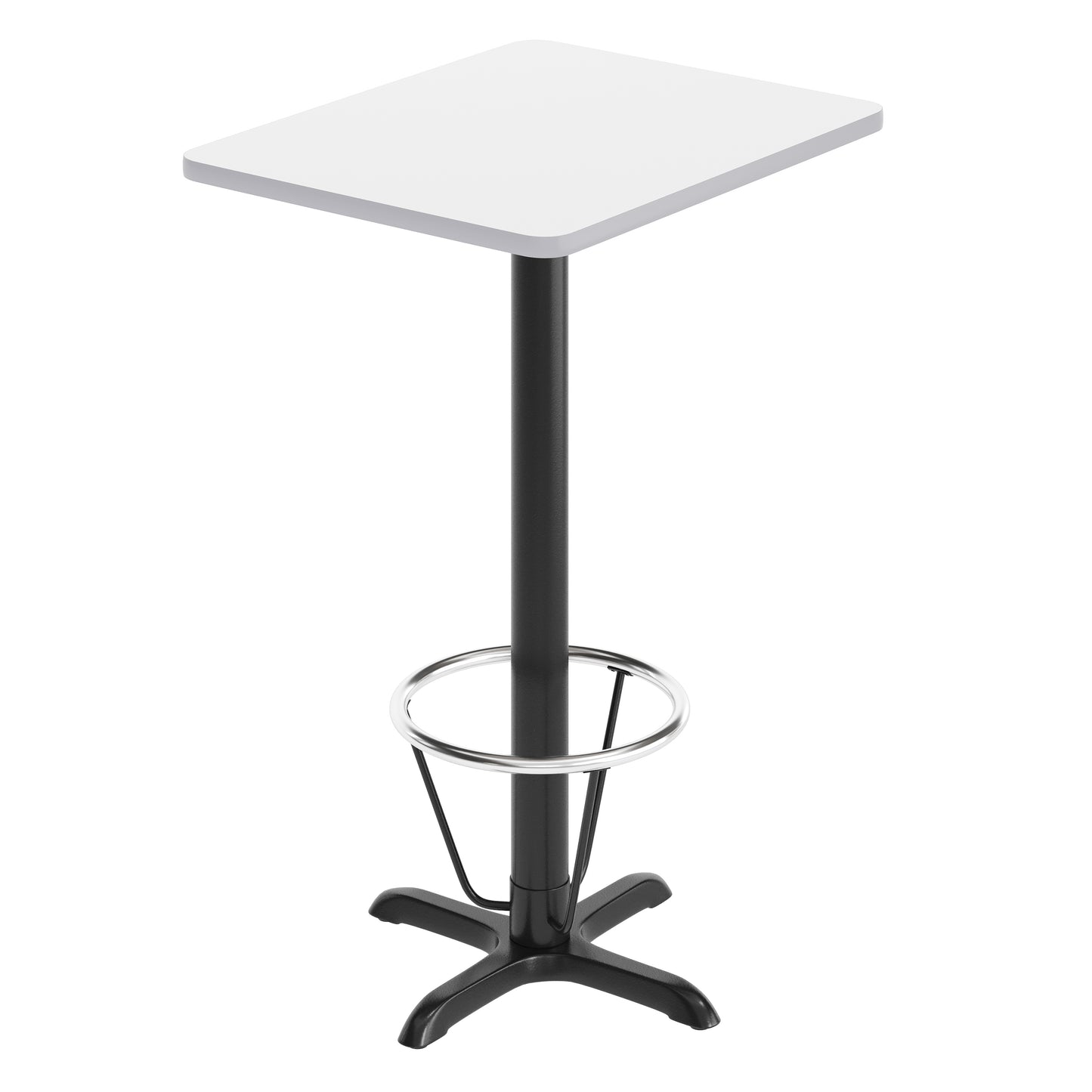 Stiles 24'' x 30'' White Rectangular Laminate Table Top with Black 22 x 22 "X" Style Bar Height Base with Footring White