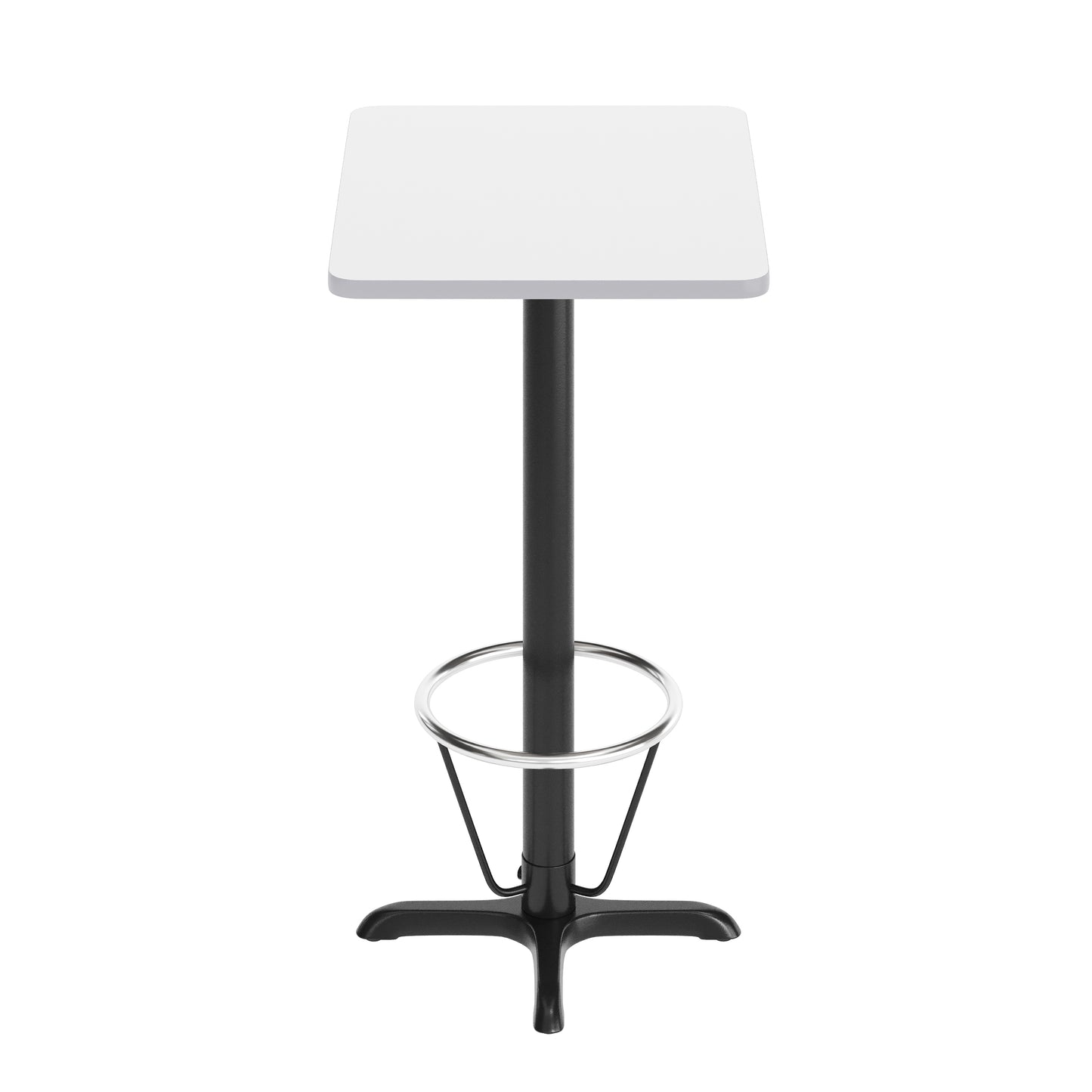 Stiles 24'' x 30'' White Rectangular Laminate Table Top with Black 22 x 22 "X" Style Bar Height Base with Footring White