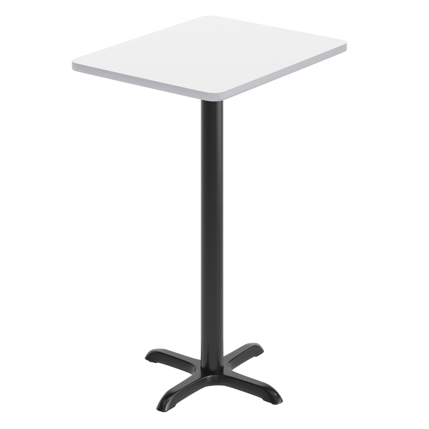 Stiles 24'' x 30'' White Rectangular Laminate Table Top with Black 22 x 22 "X" Style Bar Height Base White