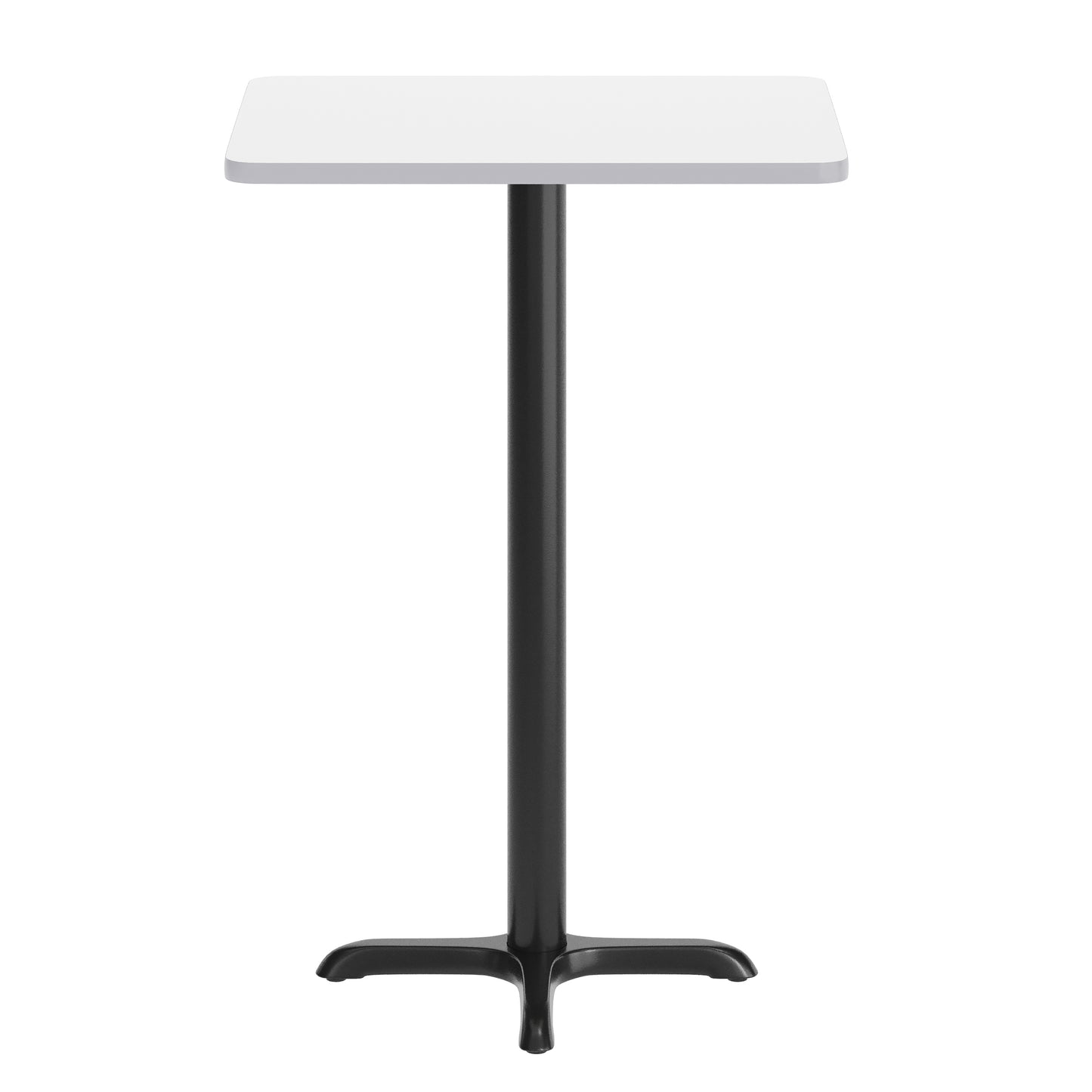 Stiles 24'' x 30'' White Rectangular Laminate Table Top with Black 22 x 22 "X" Style Bar Height Base White