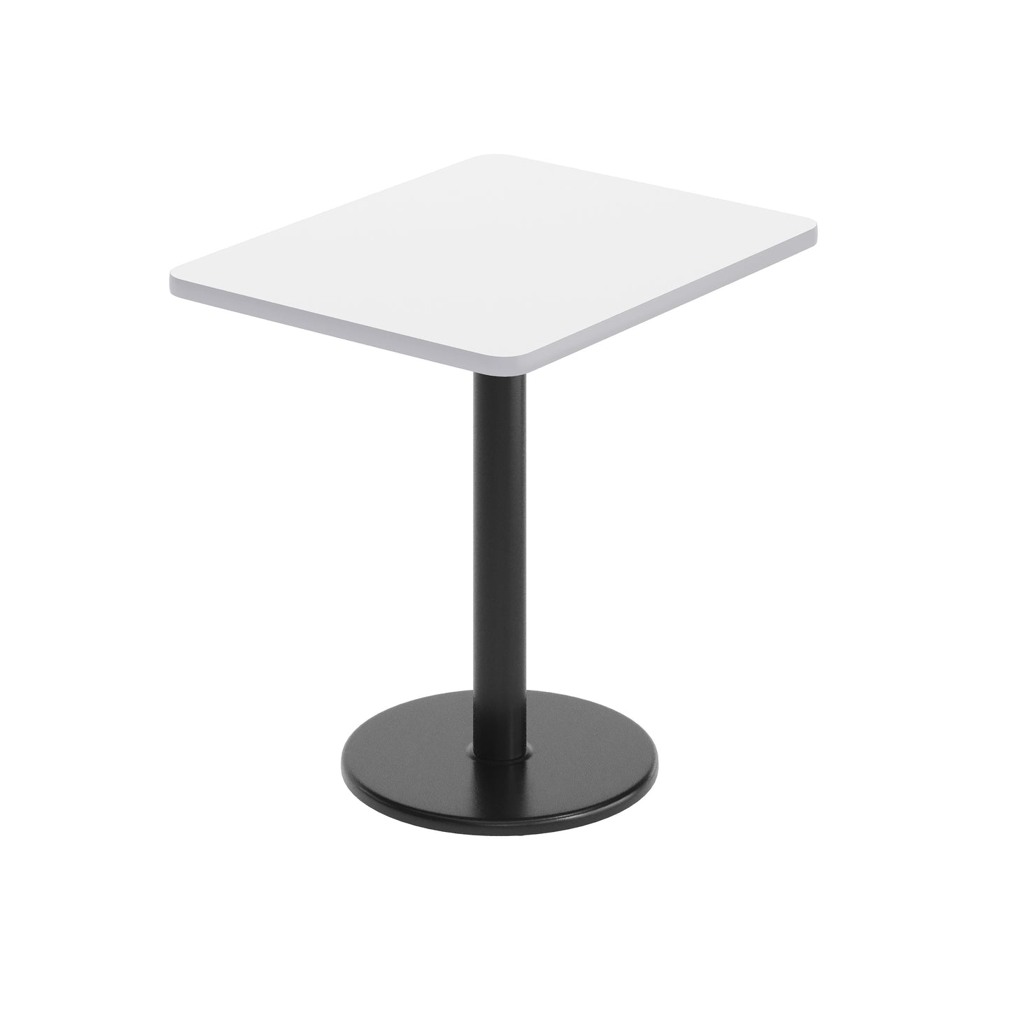 Graniss 24'' x 30'' White Rectangular Laminate Table Top with Black 18" Round Table Height Base White