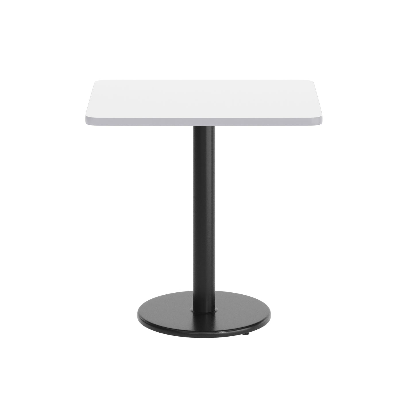 Graniss 24'' x 30'' White Rectangular Laminate Table Top with Black 18" Round Table Height Base White