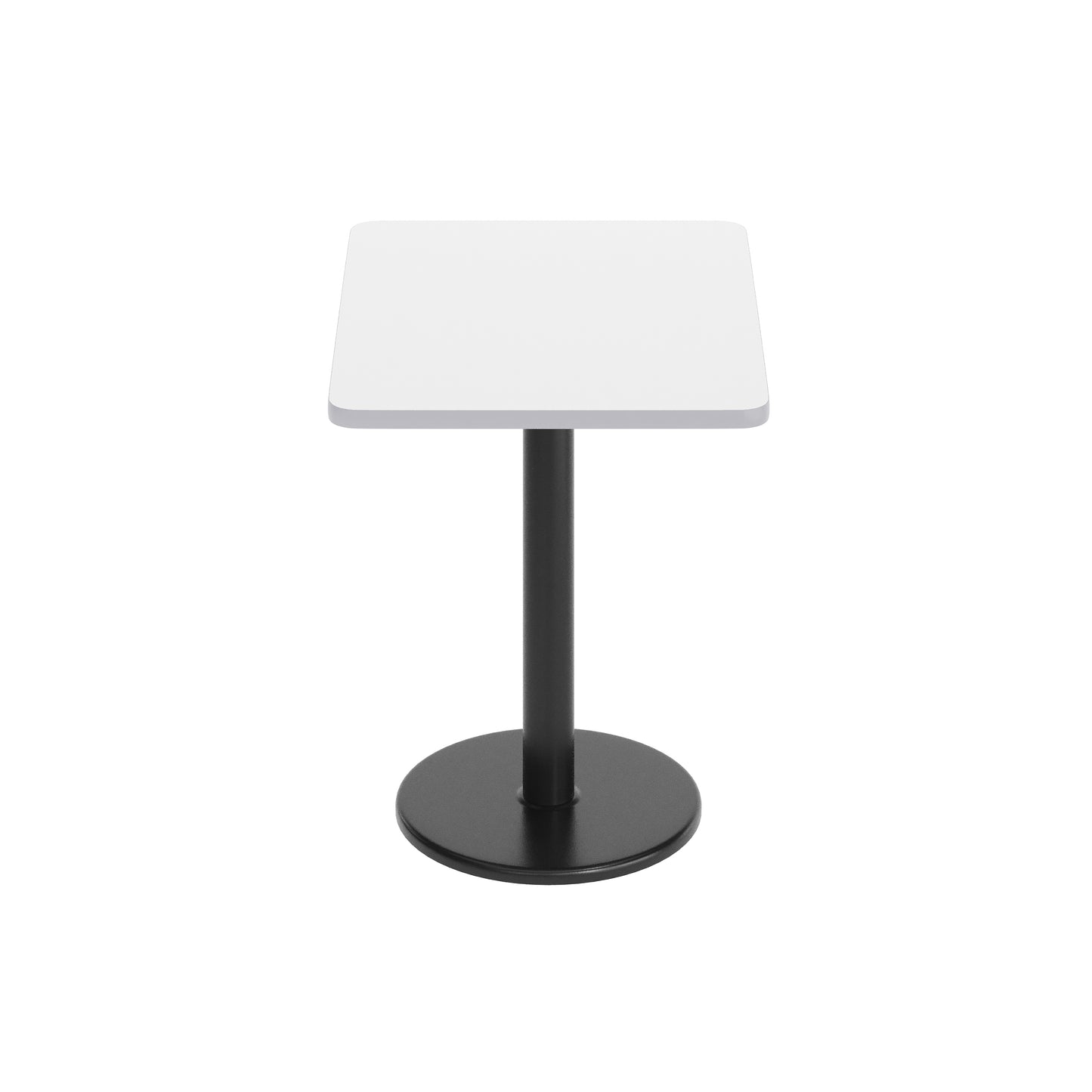Graniss 24'' x 30'' White Rectangular Laminate Table Top with Black 18" Round Table Height Base White