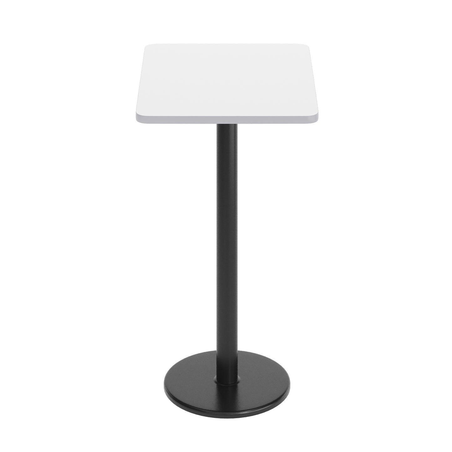 Stiles 24'' x 30'' White Rectangular Laminate Table Top with Black 18" Round Bar Height Table Base White