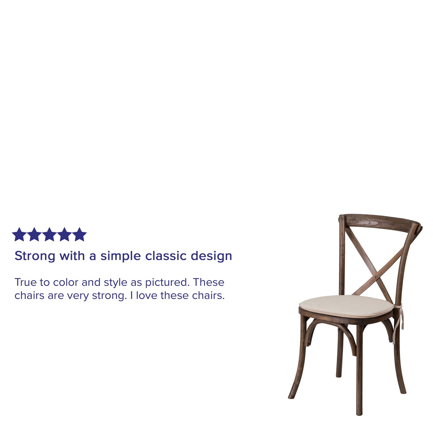 HERCULES Series Stackable Early American Wood Cross Back Chair with Cushion Early American