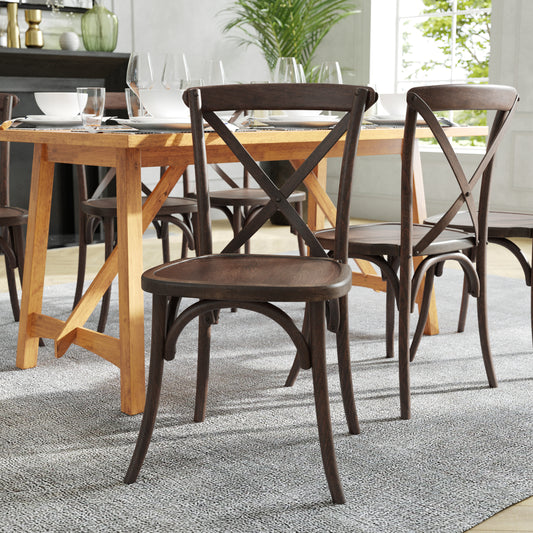 HERCULES Series Stackable Mahogany Wood Cross Back Chair Mahogany