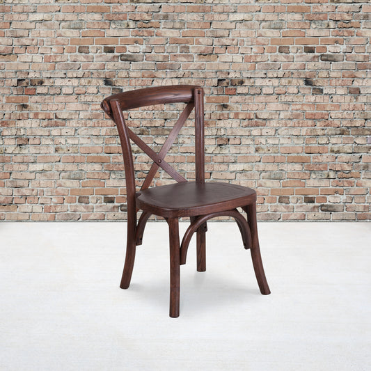 HERCULES Series Stackable Kids Mahogany Wood Cross Back Chair Mahogany