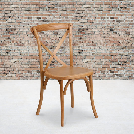HERCULES Series Stackable Oak Wood Cross Back Chair Oak