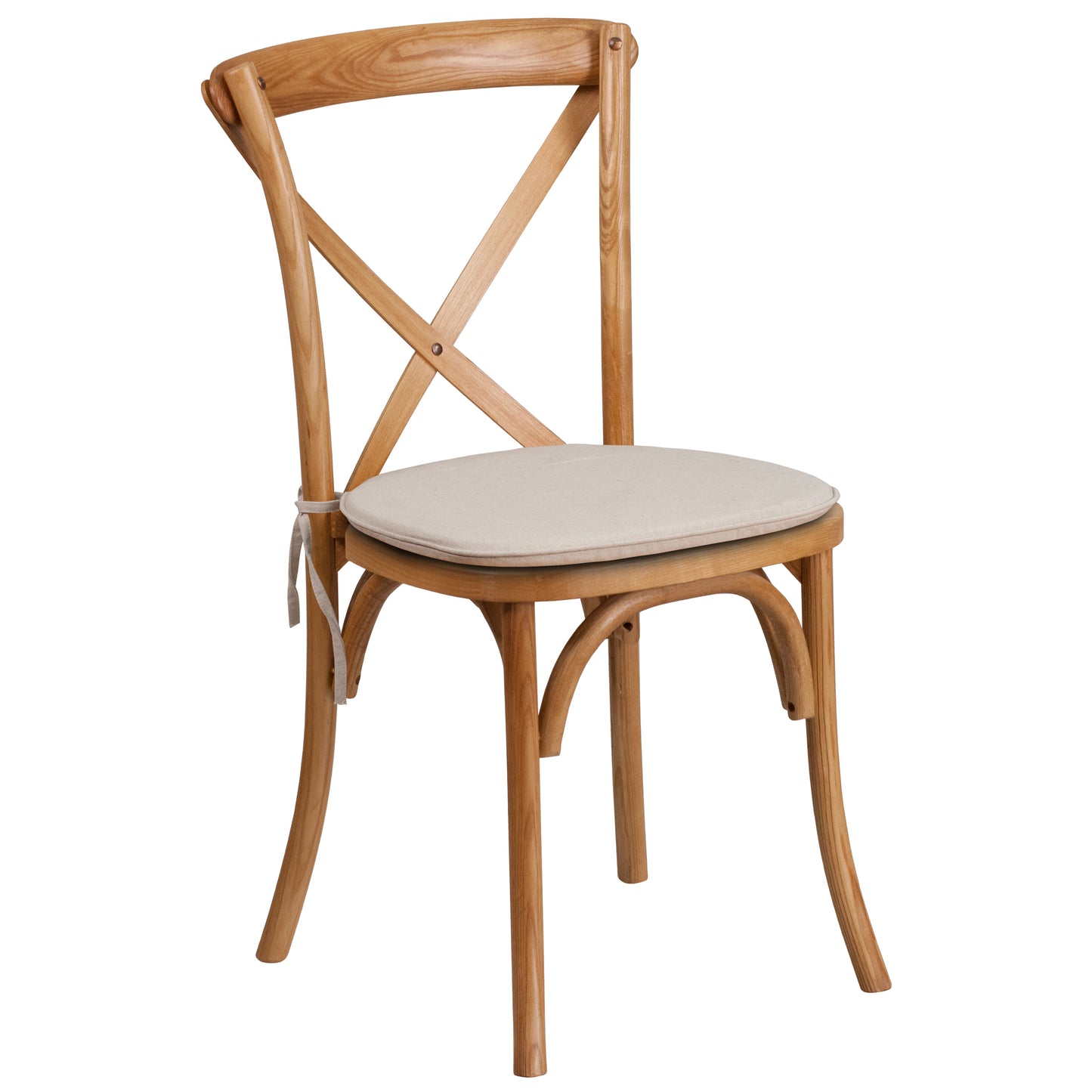 HERCULES Series Stackable Oak Wood Cross Back Chair with Cushion Oak
