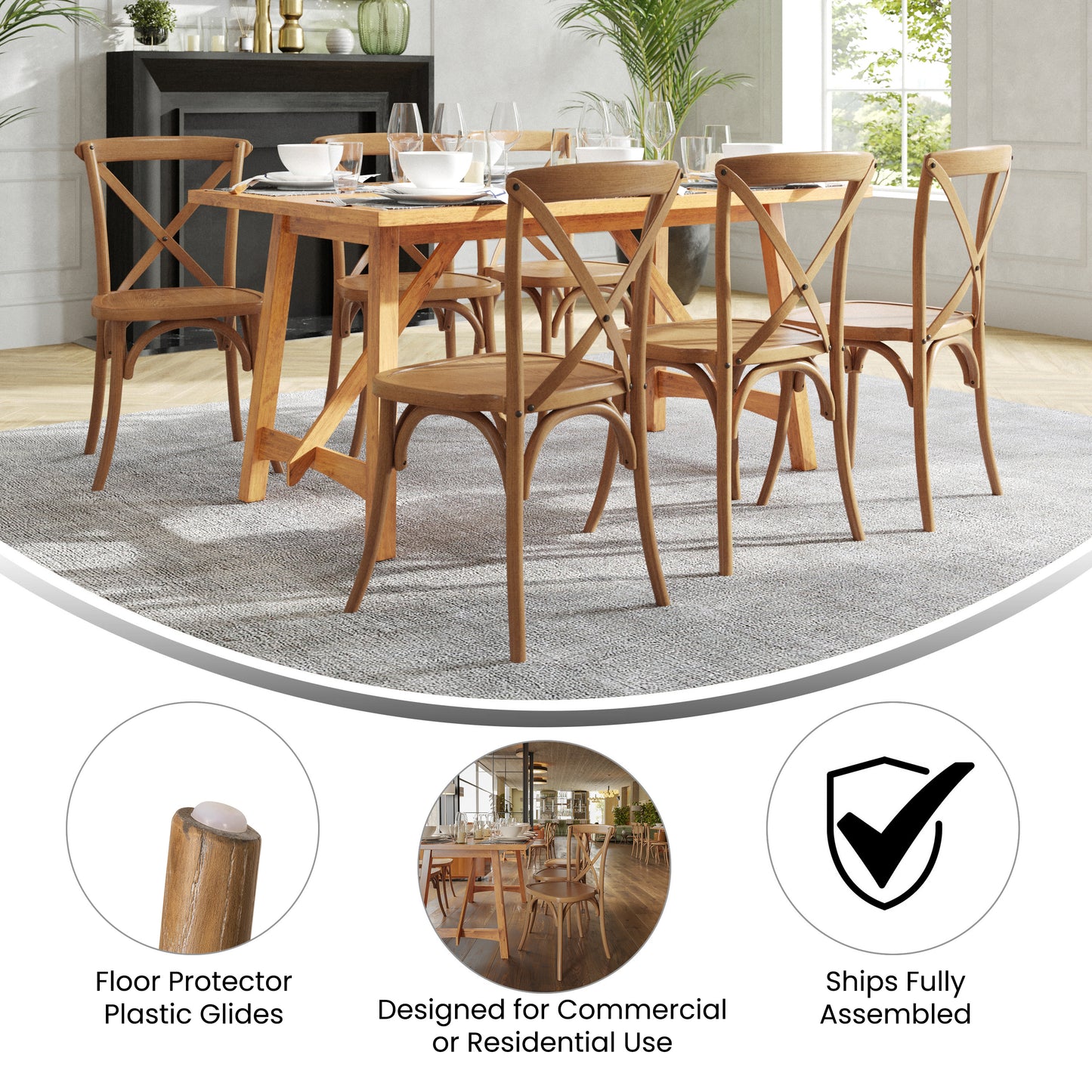 HERCULES Series Stackable Pecan Wood Cross Back Chair Pecan XU-X-PEC-GG