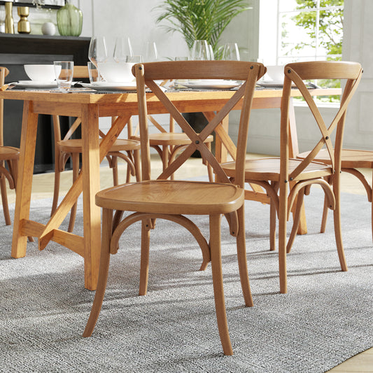 HERCULES Series Stackable Pecan Wood Cross Back Chair Pecan