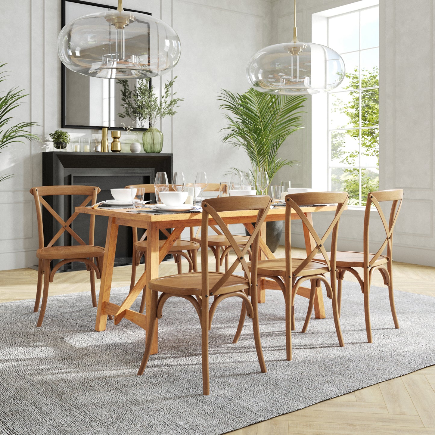HERCULES Series Stackable Pecan Wood Cross Back Chair Pecan XU-X-PEC-GG