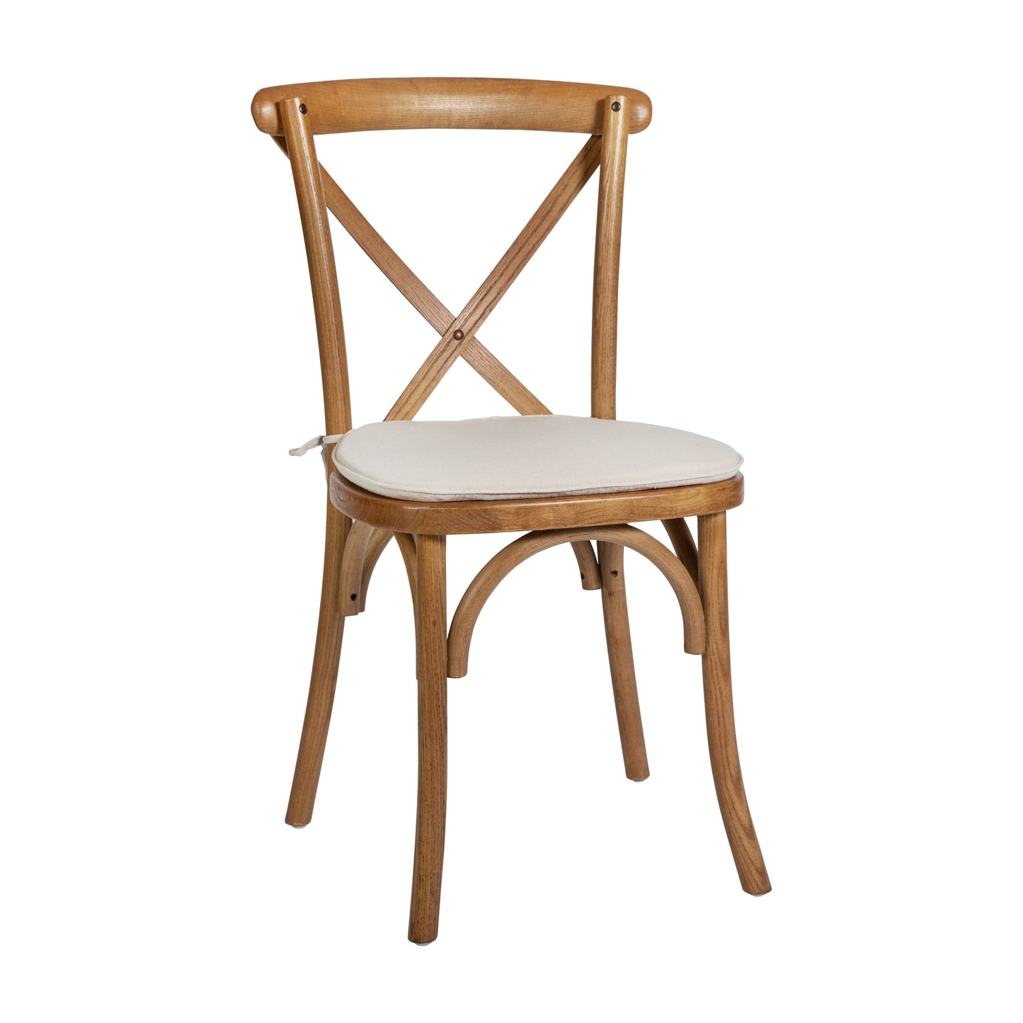 HERCULES Series Stackable Pecan Wood Cross Back Chair with Cushion Pecan