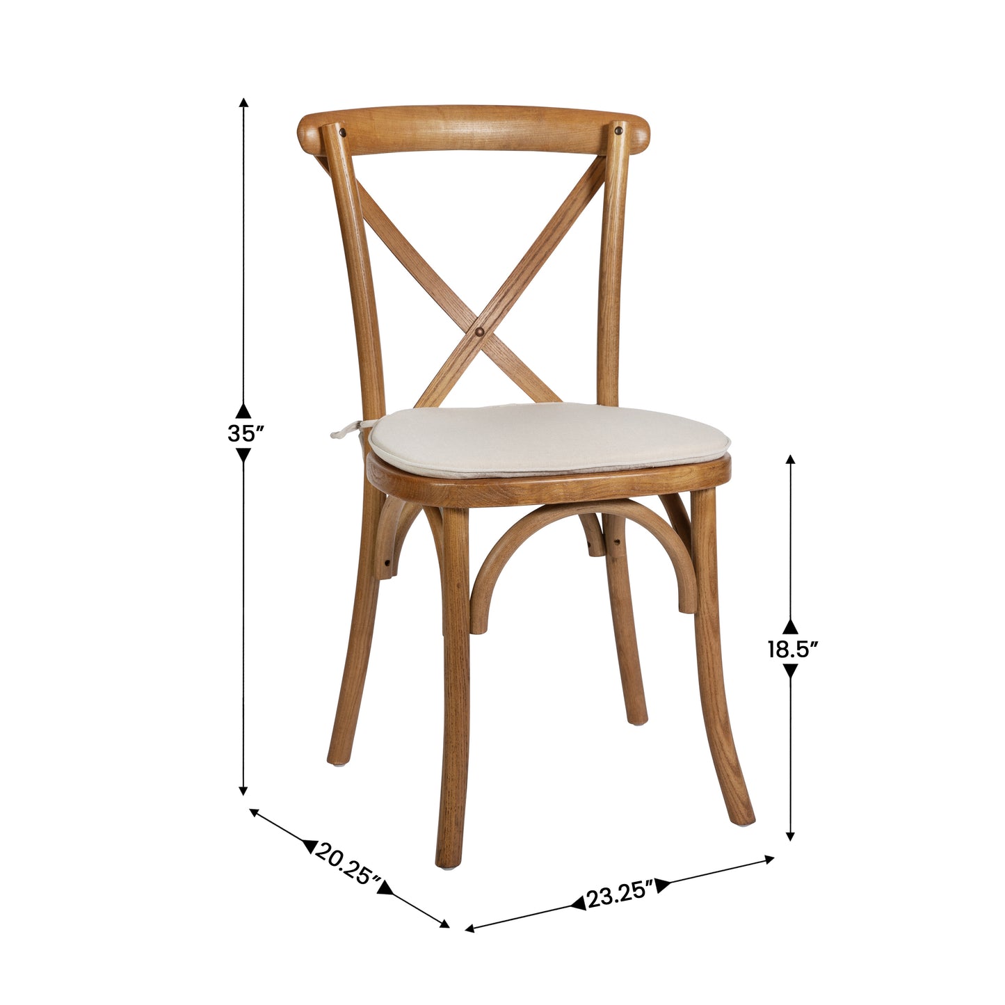 HERCULES Series Stackable Pecan Wood Cross Back Chair with Cushion Pecan