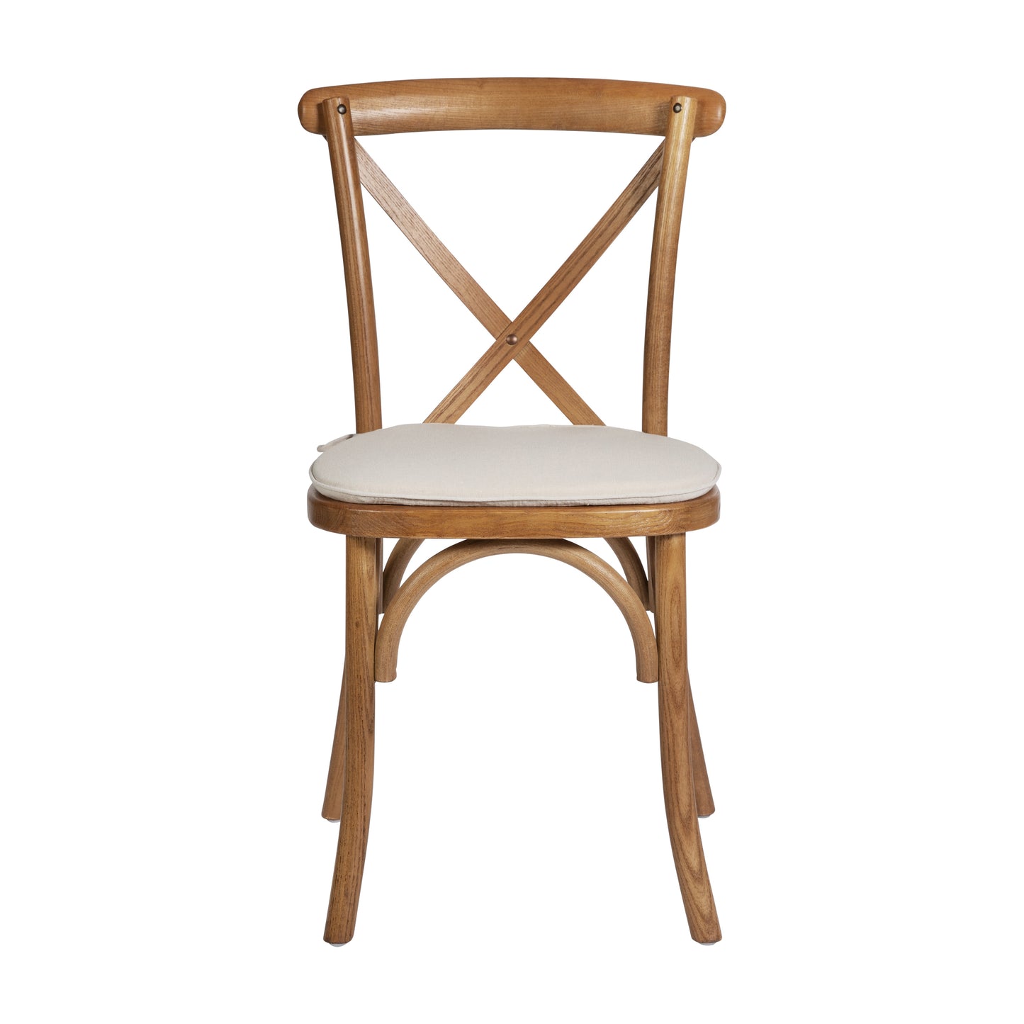 HERCULES Series Stackable Pecan Wood Cross Back Chair with Cushion Pecan