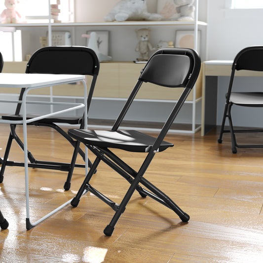 Timmy 2 Pack Kids Black Plastic Folding Chair Black