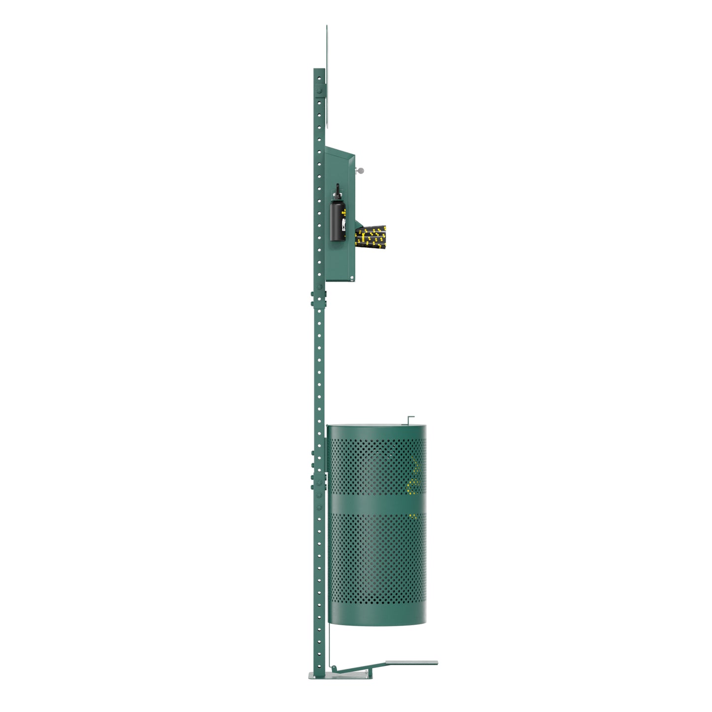 Kessler Pet Waste Station with Pedal Trash Can, Glow in the Dark Sign, Roll Bag Dispenser, Hand Sanitizer Bottle with 600 Waste Bags and 50 Can Liners Green