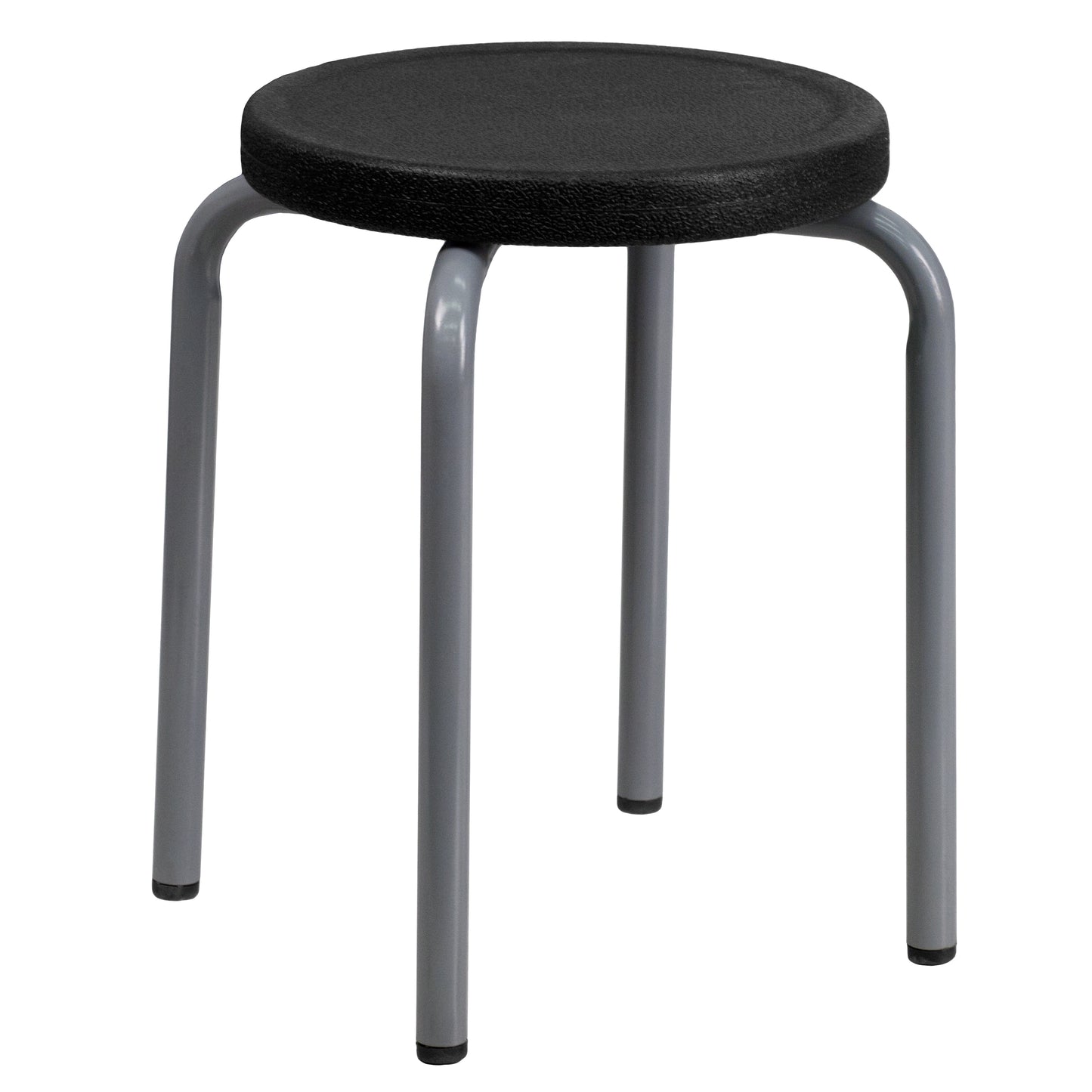 Remington Stackable Stool with Black Seat and Silver Powder Coated Frame Black