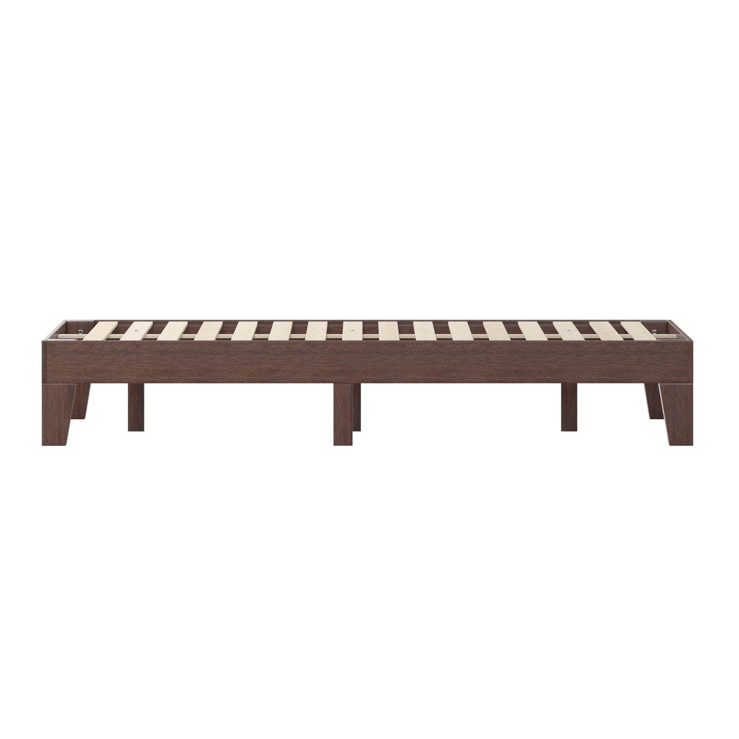Evelyn Walnut Finish Wood Full Platform Bed with Wooden Support Slats, No Box Spring Required Walnut
