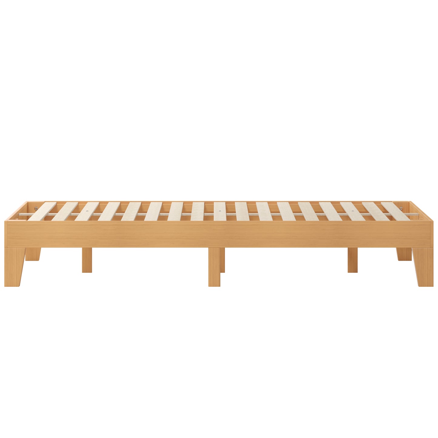 Evelyn Natural Pine Finish Wood King Platform Bed with Wooden Support Slats, No Box Spring Required Natural