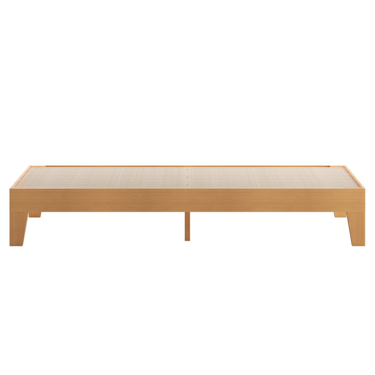 Evelyn Natural Pine Finish Wood King Platform Bed with Wooden Support Slats, No Box Spring Required Natural