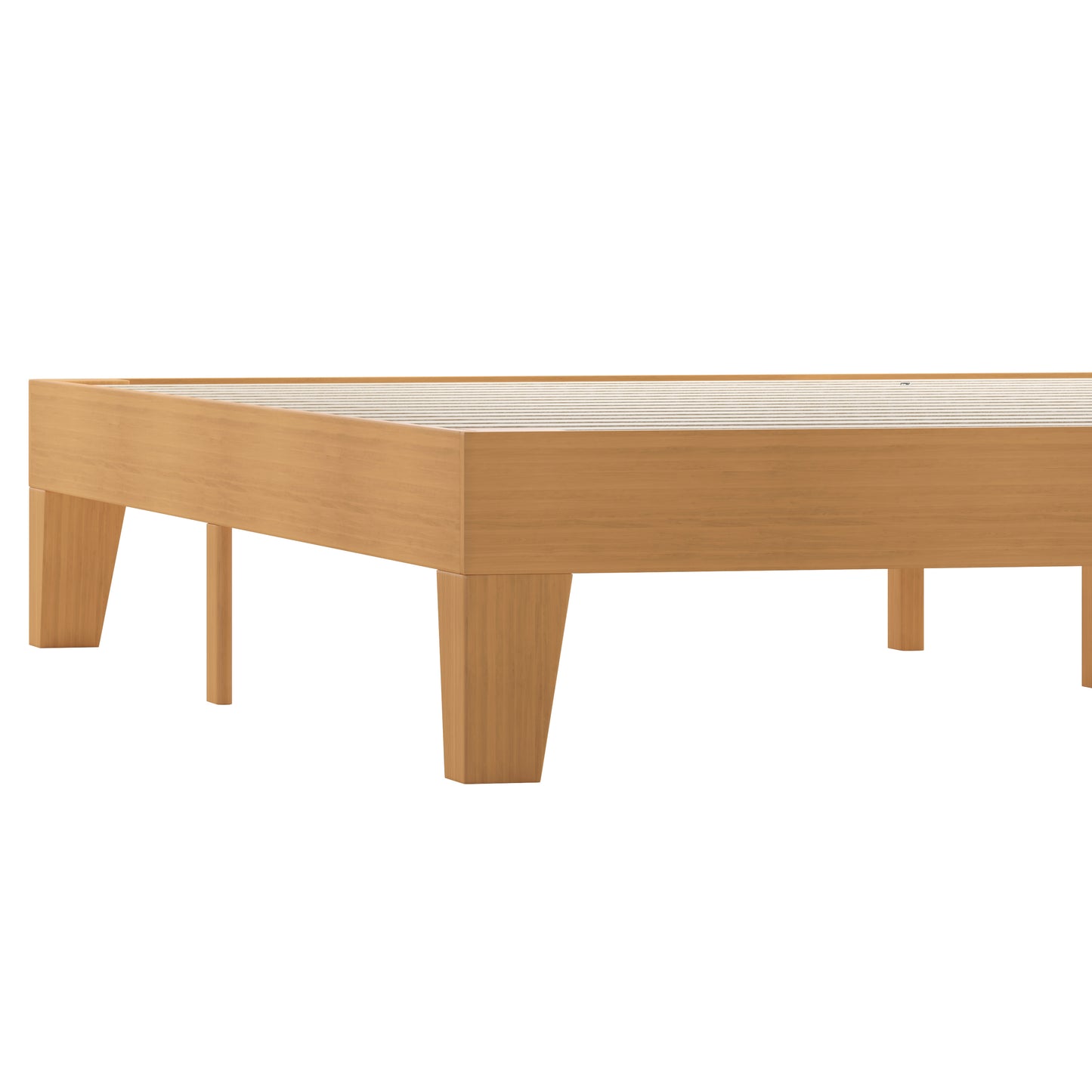 Evelyn Natural Pine Finish Wood King Platform Bed with Wooden Support Slats, No Box Spring Required Natural