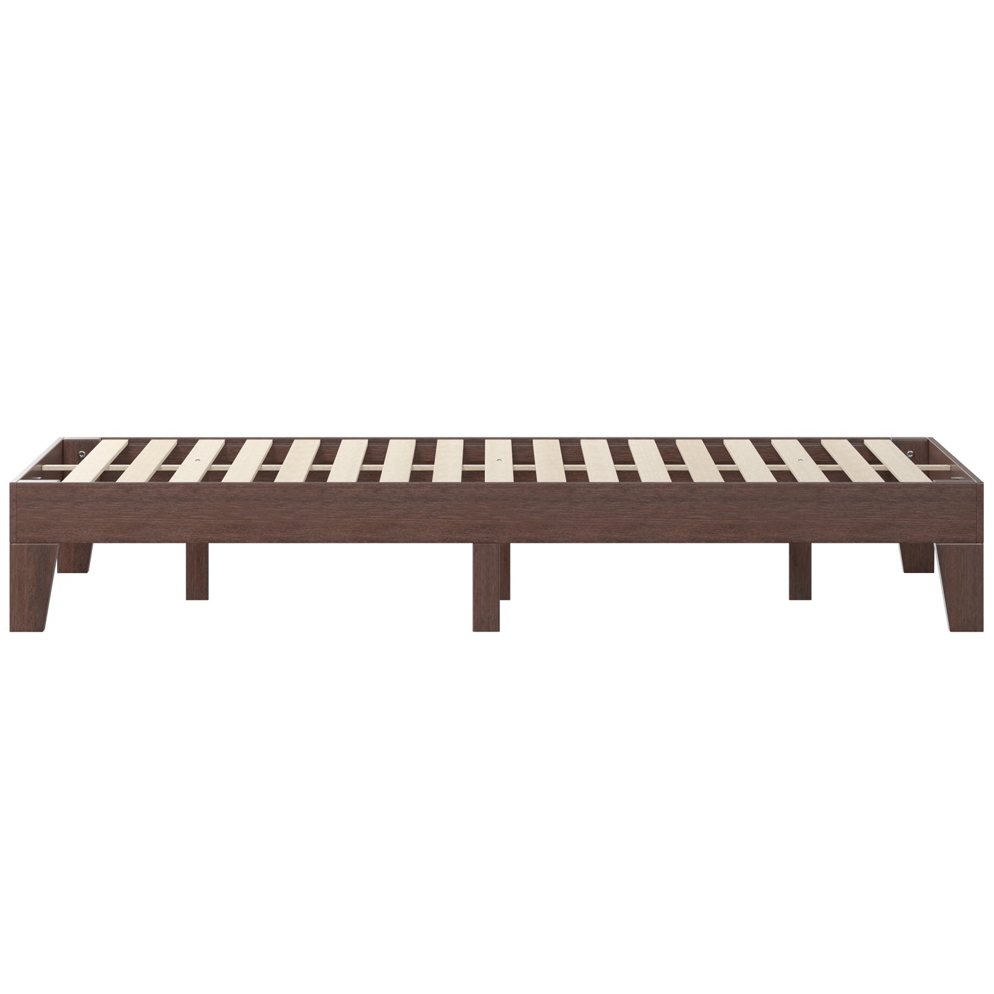 Evelyn Walnut Finish Wood King Platform Bed with Wooden Support Slats, No Box Spring Required Walnut