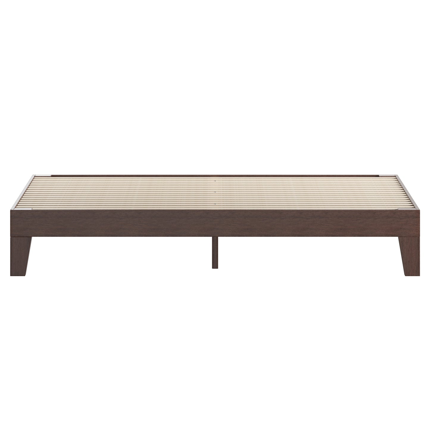 Evelyn Walnut Finish Wood King Platform Bed with Wooden Support Slats, No Box Spring Required Walnut