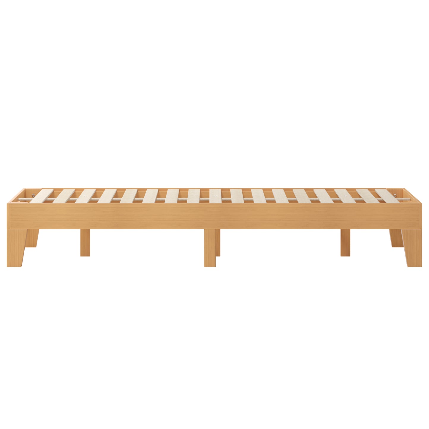 Evelyn Natural Pine Finish Wood Queen Platform Bed with Wooden Support Slats, No Box Spring Required Natural
