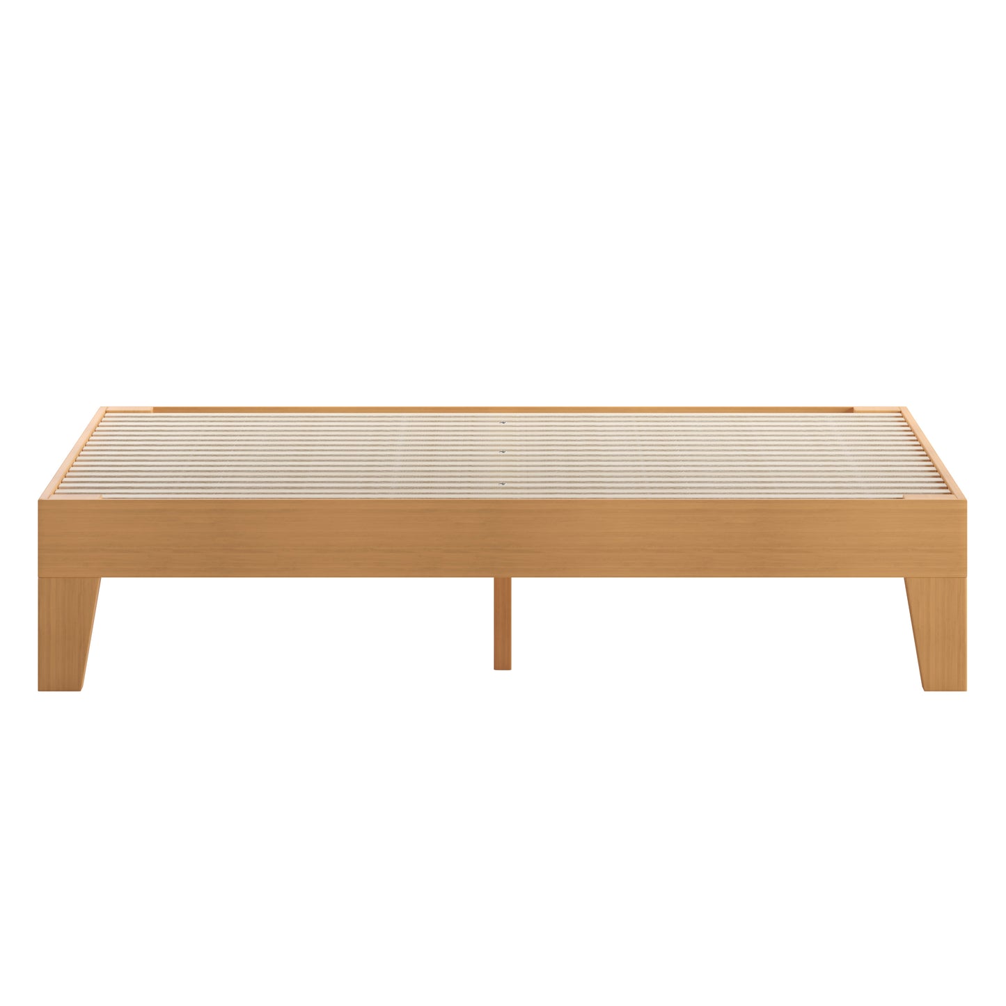 Evelyn Natural Pine Finish Wood Queen Platform Bed with Wooden Support Slats, No Box Spring Required Natural