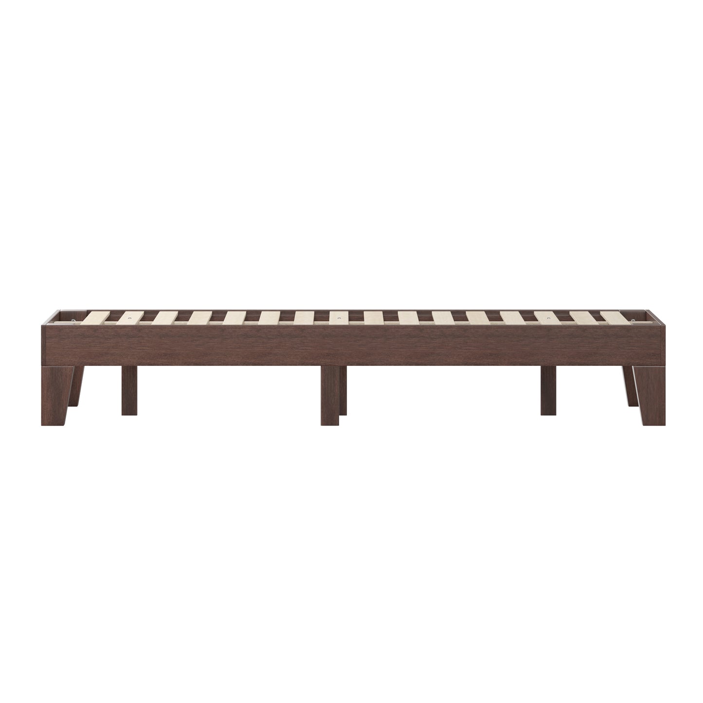 Evelyn Walnut Finish Wood Twin Platform Bed with Wooden Support Slats, No Box Spring Required Walnut