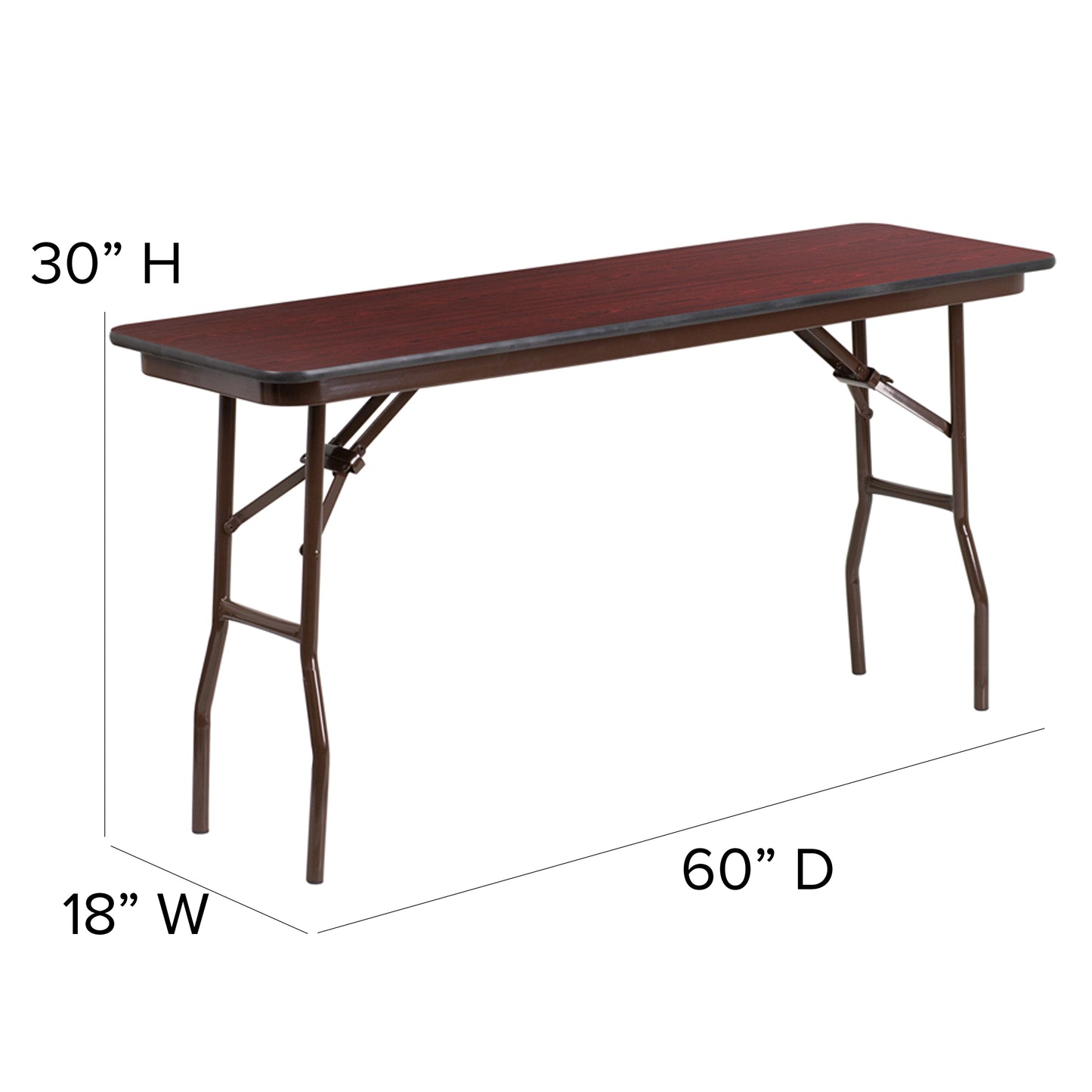 Frankie 5-Foot Mahogany Melamine Laminate Folding Training Table Mahogany