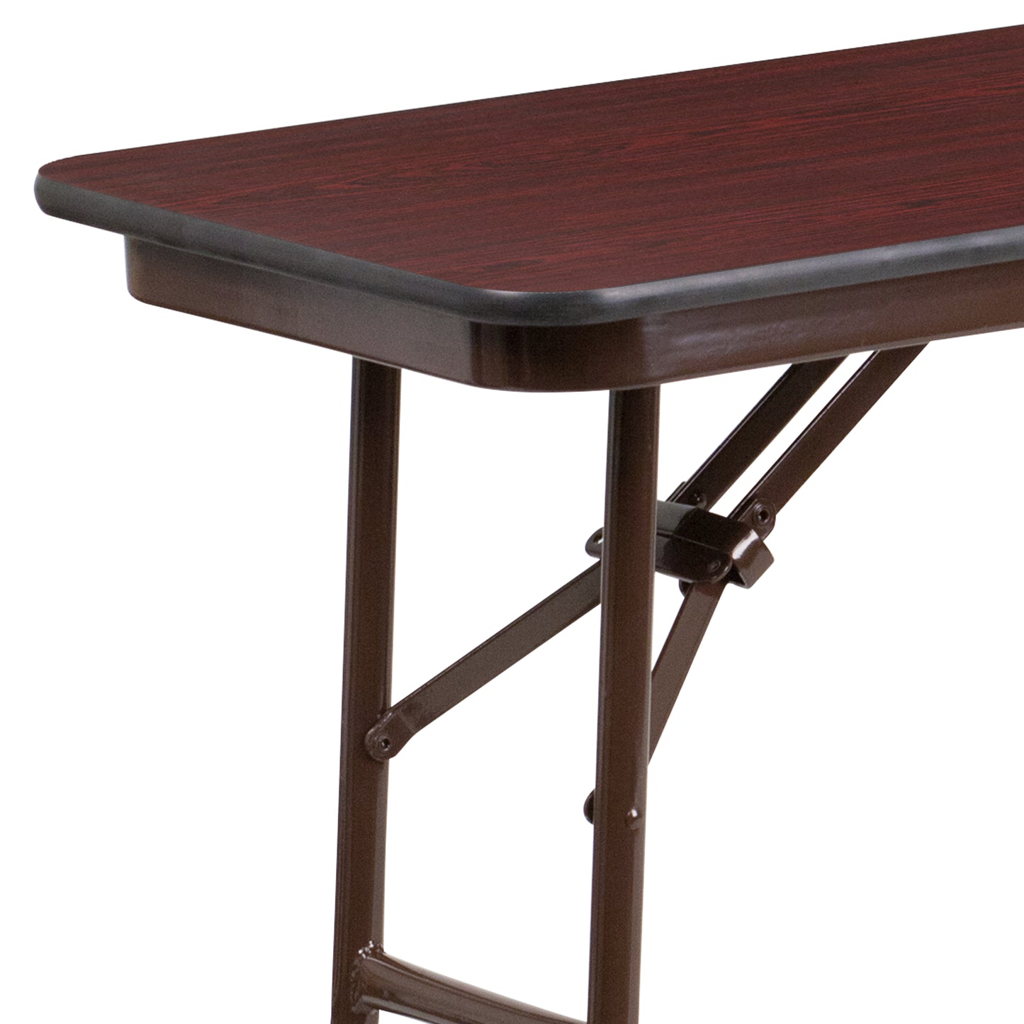 Frankie 5-Foot Mahogany Melamine Laminate Folding Training Table Mahogany